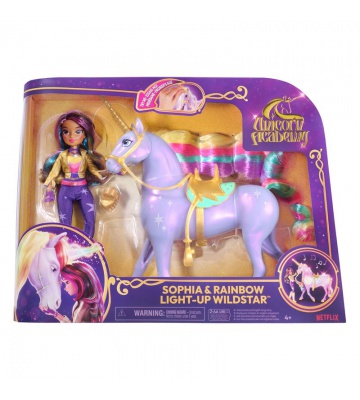 Unicorn Academy unicorno luminoso Wildstar 28 cm con bambola Sophia 24 cm