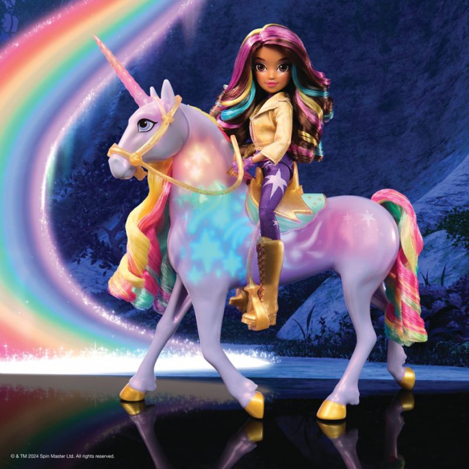 Unicorn Academy unicorno luminoso Wildstar 28 cm con bambola Sophia 24 cm