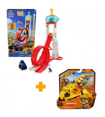 Pacchetto vantaggioso: PAW Patrol grande torre Rescue Wheels + Rubble & Crew veicolo Rubble