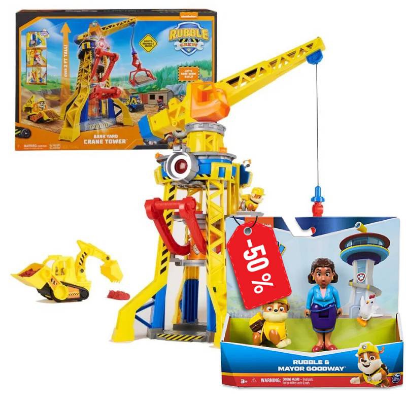 Pacchetto: Rubble & Crew gru interattiva 60 cm + Sindaca Goodway e Rubble a metà prezzo