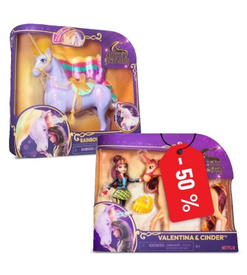 Unicorn Academy unicorno luminoso Wildstar 28 cm + Valentina e Cinder 11 cm per metà prezzo
