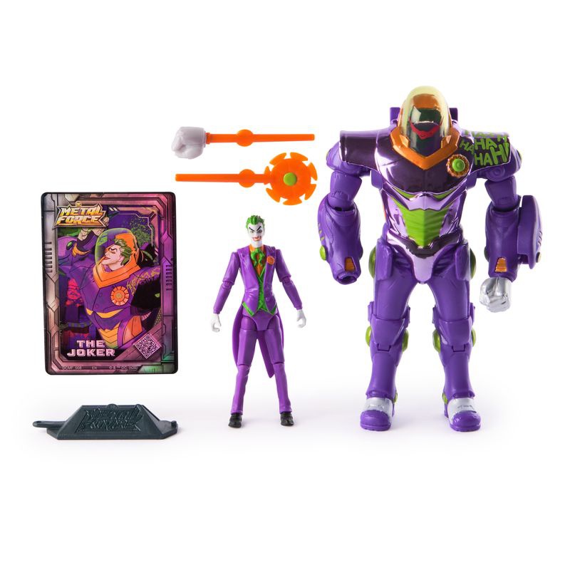 Figura di Joker della DC Metal Force con tuta d'azione