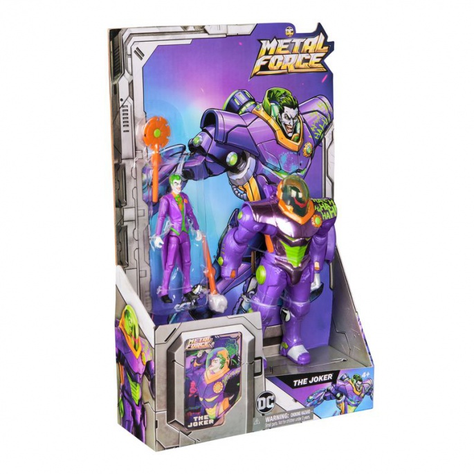 Figura di Joker della DC Metal Force con tuta d'azione