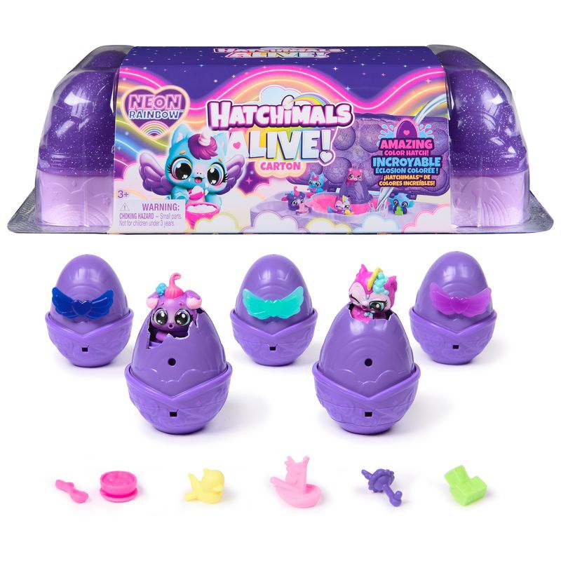 Hatchimals Cartone arcobaleno neon di animali