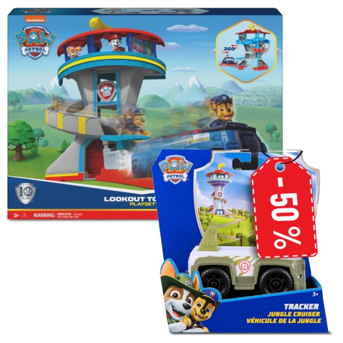 Pacchetto vantaggioso: PAW Patrol torre di guardia + veicolo Tracker per metà prezzo
