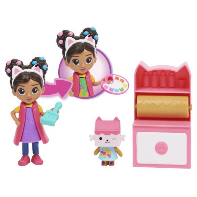 Azione: Gabby's Dollhouse set da gioco per gatti da cucina + studio d'arte per metà prezzo