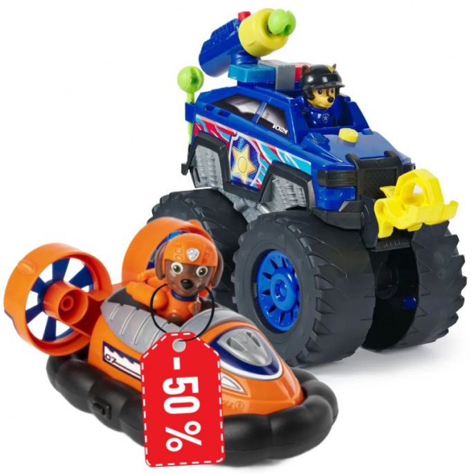 PAW Patrol auto interattivo Rescue Wheels Chase + auto di base Zuma a metà prezzo