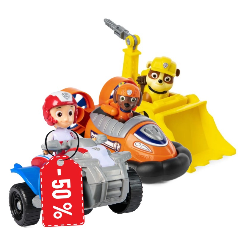 AZIONE: PAW Patrol veicoli base Rubble e Zuma + Ryder per metà prezzo