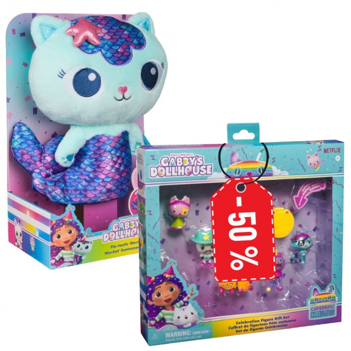 AZIONE: Gabby's Dollhouse Mercato di peluche + confezione multipla di figure per metà prezzo