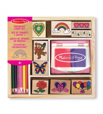 Melissa & Doug set di timbri in legno con colori lavabili amici allegri