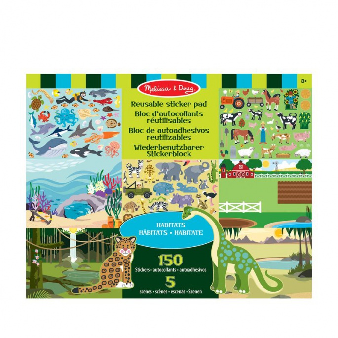 Melissa & Doug adesivi riutilizzabili con base - mondo degli animali