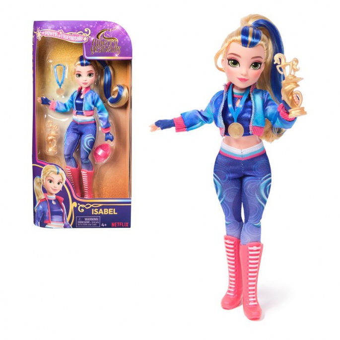 Bambola Isabel di Unicorn Academy con coppa e medaglia 24 cm