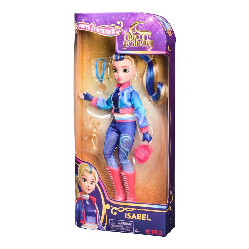 Bambola Isabel di Unicorn Academy con coppa e medaglia 24 cm