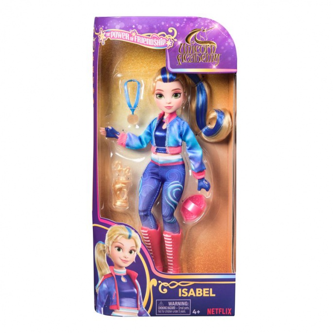 Bambola Isabel di Unicorn Academy con coppa e medaglia 24 cm