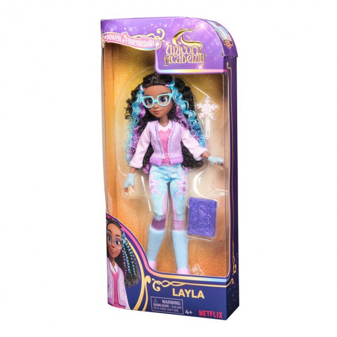 Unicorn Academy bambola Layla con libro 24 cm
