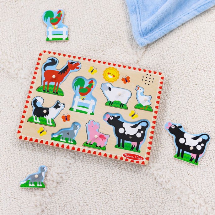 Melissa & Doug puzzle in legno con effetti sonori di animali da fattoria
