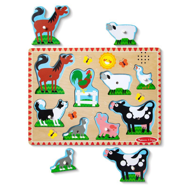 Melissa & Doug puzzle in legno con effetti sonori di animali da fattoria