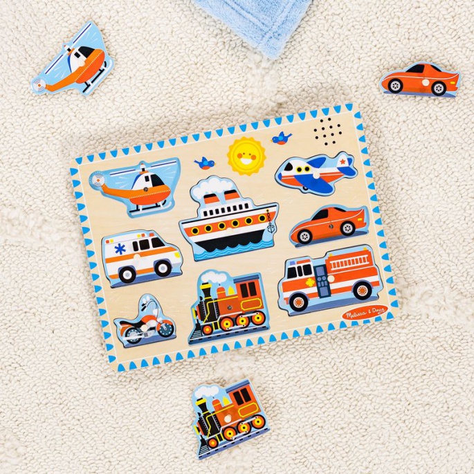 Melissa & Doug puzzle in legno con effetti sonori veicoli