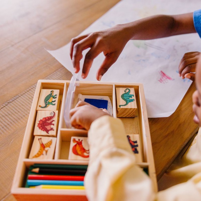 Melissa & Doug timbri in legno con colori lavabili Dinosauri