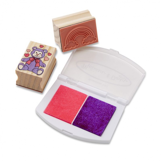 Melissa & Doug set di timbri in legno con colori lavabili amici allegri