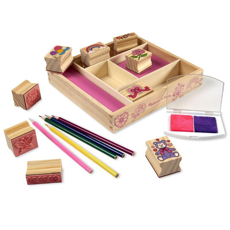 Melissa & Doug set di timbri in legno con colori lavabili amici allegri