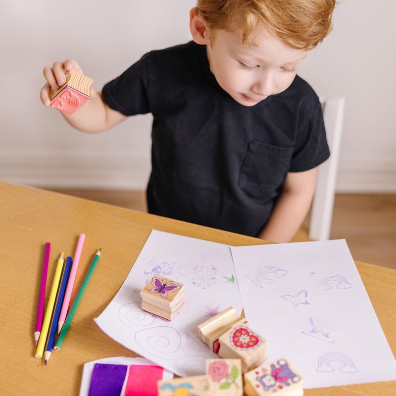 Melissa & Doug set di timbri in legno con colori lavabili amici allegri