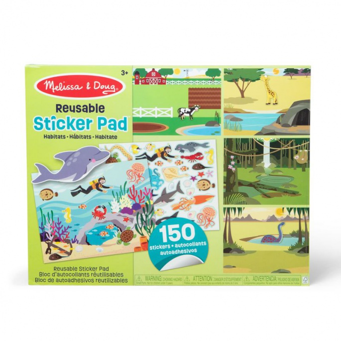 Melissa & Doug adesivi riutilizzabili con base - mondo degli animali