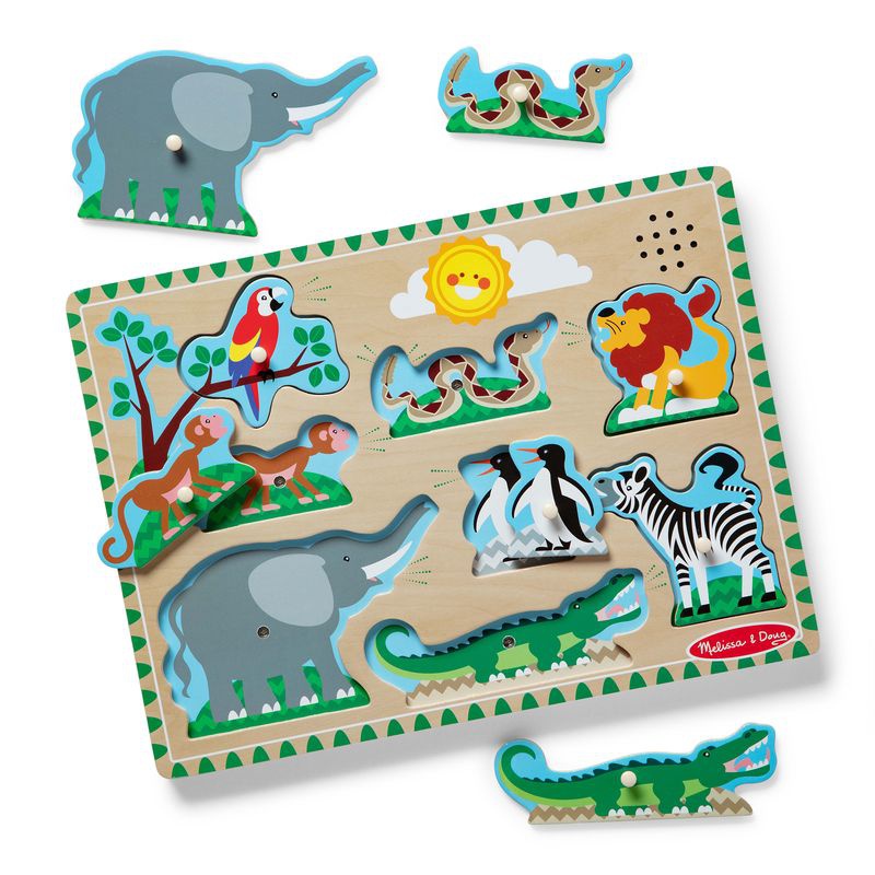 Puzzle in legno con effetti sonori di animali da zoo di Melissa & Doug