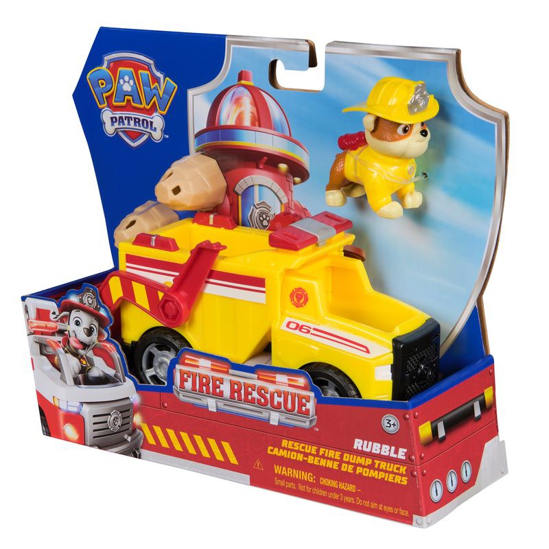Set vantaggioso: Paw Patrol Fire Rescue veicolo Rubble + Marshall + Rocky + Zuma