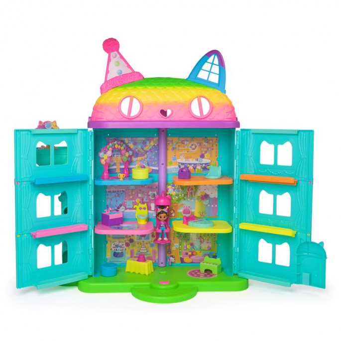 Royal set: Gabby’s Dollhouse grande casa festa con 9 accessori + Mercat di peluche GRATIS