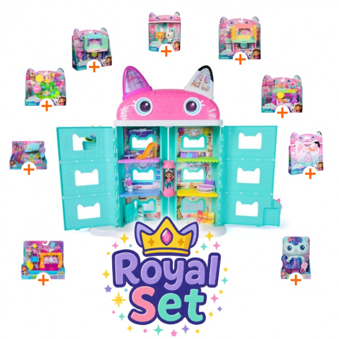 Royal set: Grande casa di Gabby’s Dollhouse dal film con 9 accessori + Mercat di peluche GRATIS