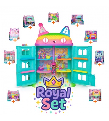 Royal set: Gabby’s Dollhouse grande casa festa con 9 accessori + Mercat di peluche GRATIS