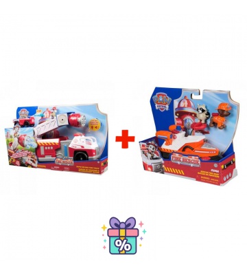 Set conveniente: Paw Patrol Fire Rescue grande veicolo interattivo dei vigili del fuoco + veicolo Zuma