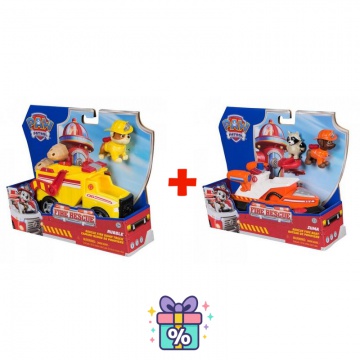 Set conveniente: Paw Patrol Fire Rescue Veicolo Rubble + Fire Rescue Veicolo Zuma
