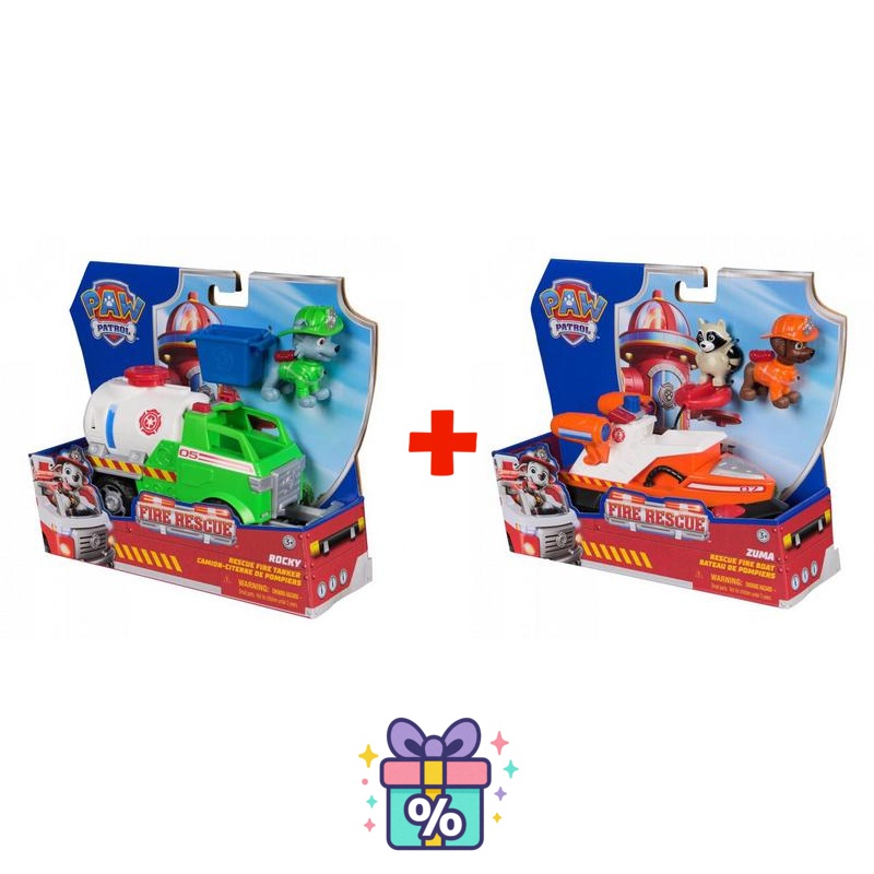Set vantaggioso: Paw Patrol Fire Rescue veicolo Rocky + Fire Rescue veicolo Zuma