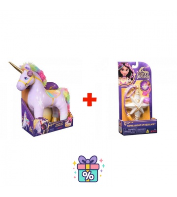 Set convenienza: Unicorn Academy peluche Wildstar con suoni 38 cm + collana con anello