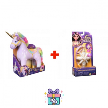 Set convenienza: Unicorn Academy peluche Wildstar con suoni 38 cm + collana con anello