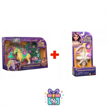 Set vantaggioso: piccola stalla Unicorn Academy con Ava e Leaf che cambia colore + collana con anello