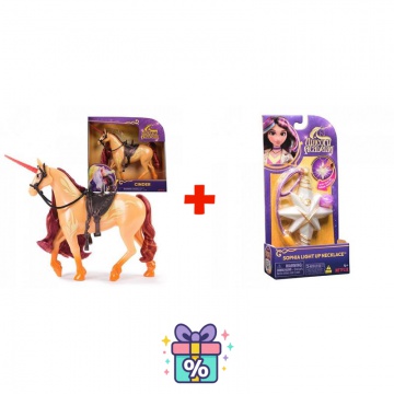 Set vantaggioso: Unicorn Academy unicorno Cinder da pettinare 24 cm + collana con anello