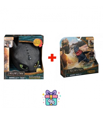 Set vantaggioso: Dragon Trainer maschera di Sdentato con suoni e luci + Gronkio e Gambedipesce