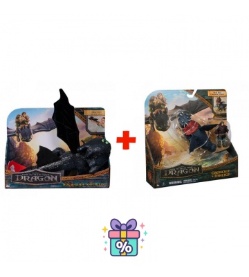 Set vantaggioso: Dragon Trainer peluche Sdentato abbracciante + Gronkio e Gambedipesce