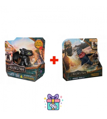 Set vantaggioso: Dragon Trainer mini drago con suoni e movimento Sdentato + Gronkio e Gambedipesce