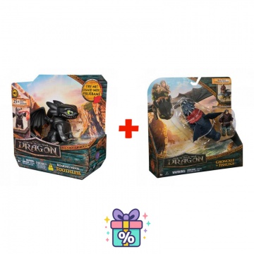 Set vantaggioso: Dragon Trainer mini drago con suoni e movimento Sdentato + Gronkio e Gambedipesce
