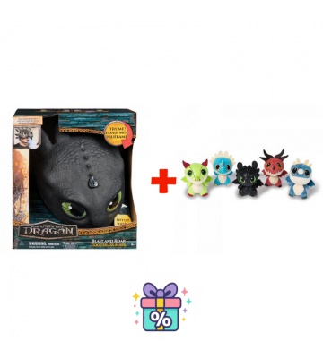 OFFERTA: Maschera Dragon Trainer Sdentato con suoni e luci + draghi di peluche nel barile GRATIS