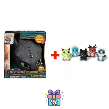 OFFERTA: Maschera Dragon Trainer Sdentato con suoni e luci + draghi di peluche nel barile GRATIS