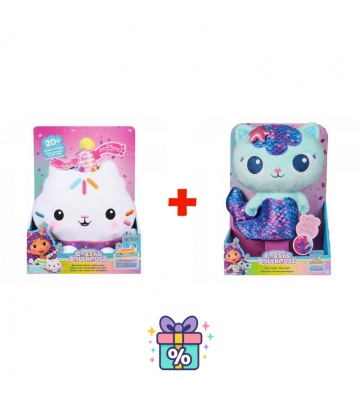 Set conveniente: Casa delle Bambole di Gabby Cakey peluche con suoni + Mercat peluche con funzione