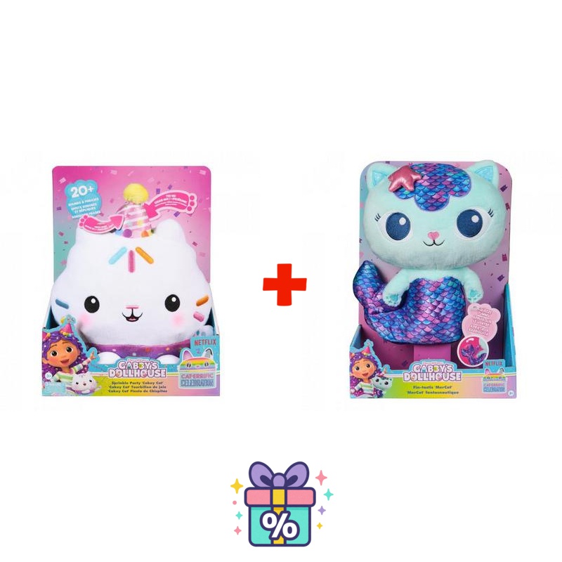 Set conveniente: Casa delle Bambole di Gabby Cakey peluche con suoni + Mercat peluche con funzione