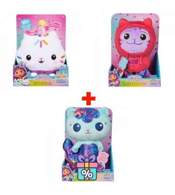 Set conveniente: Gabby’s Dollhouse peluche parlante Cakey + peluche DJ Catnip e Mercat
