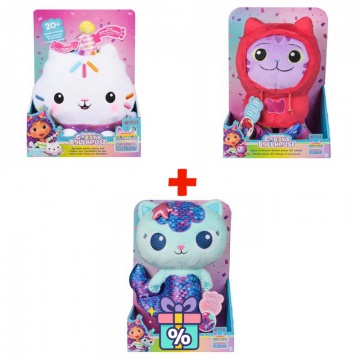 Set conveniente: Gabby’s Dollhouse peluche parlante Cakey + peluche DJ Catnip e Mercat