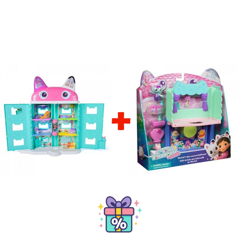 Set conveniente: Gabby’s Dollhouse nel film: grande casa dal film + bagno per la grande casa